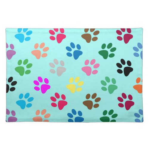 Colorful puppy paws pattern placemat