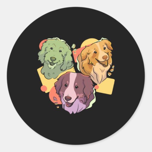 Colorful Puppy Trio  Classic Round Sticker