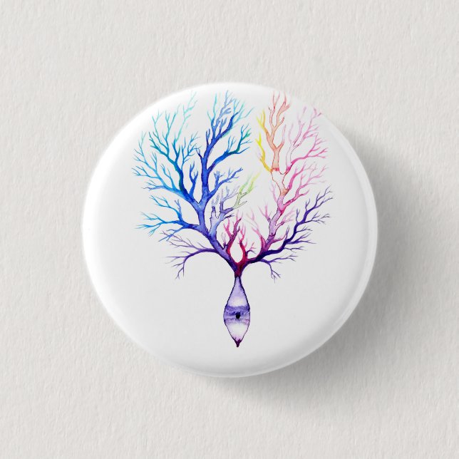 Colorful Purkinje neuron Button (Front)