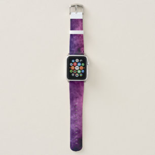 Colorful purple and blue smoke clouds on dark back apple watch band