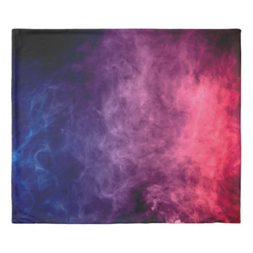 Colorful purple and blue smoke clouds on dark back duvet cover