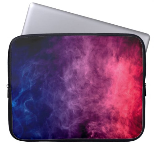 Colorful purple and blue smoke clouds on dark back laptop sleeve