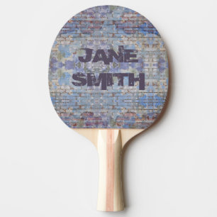 Colorful Purple and Blue Street Art Graffiti Wall Ping-Pong Paddle