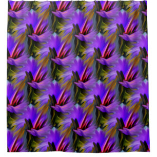 Colorful Purple And Green Abstract Art Pattern    Shower Curtain