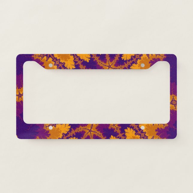 Colorful Purple and Orange Fractal License Plate Frame (Front)