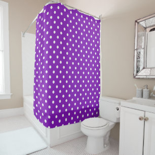 Colorful Purple and White Polka Dots Shower Curtain