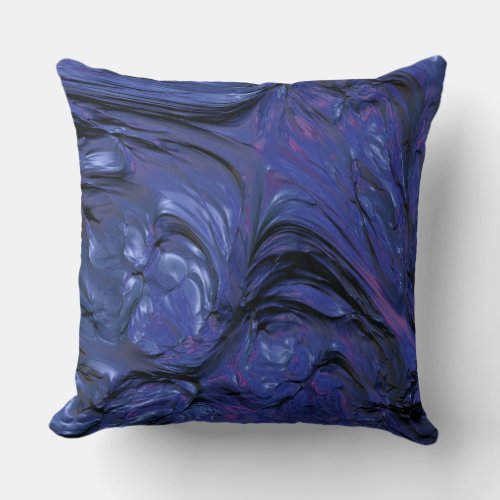 Colorful Purple Blue Paint with Heavy Texture Throw Pillow
