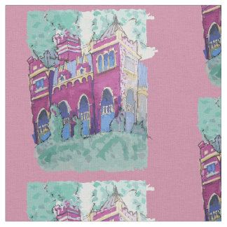 Colorful Purple Castle in Budapest Fabric