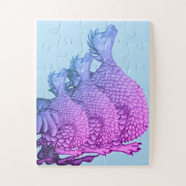 colorful purple dragons mythical creatures cute jigsaw puzzle (Vertical)