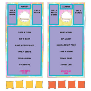 Colorful Purple Drinking Game Cornhole Set