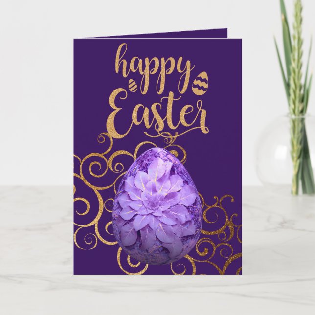 Colorful Purple Easter Egg Holiday Card (Front)