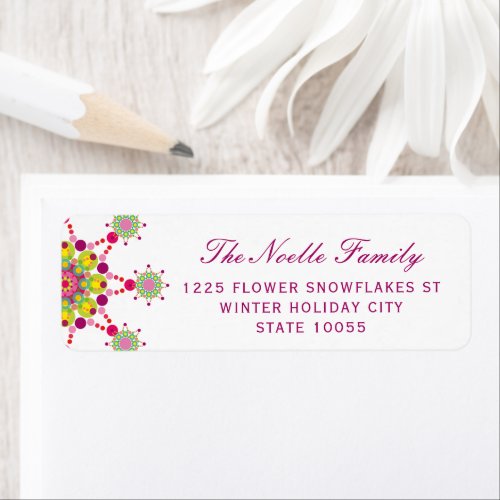 Colorful Purple Festive Flower Star Modern Holiday Label