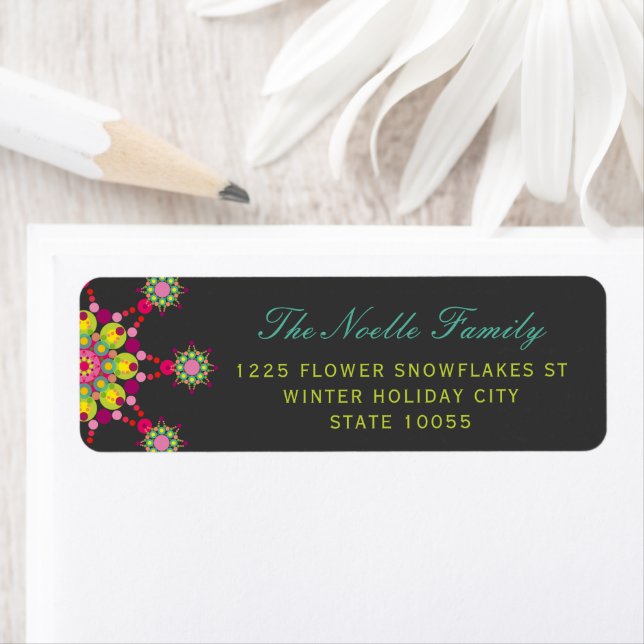 Colorful Purple Festive Flower Star Modern Holiday Label (Insitu)