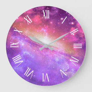 Colorful Purple Galaxy Artwork   Wall Clock