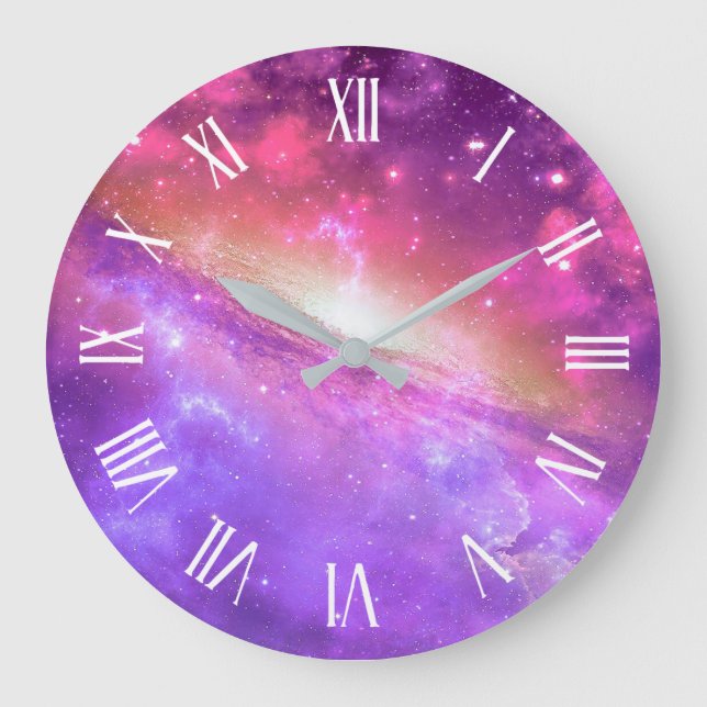 Colorful Purple Galaxy Artwork | Wall Clock (Front)