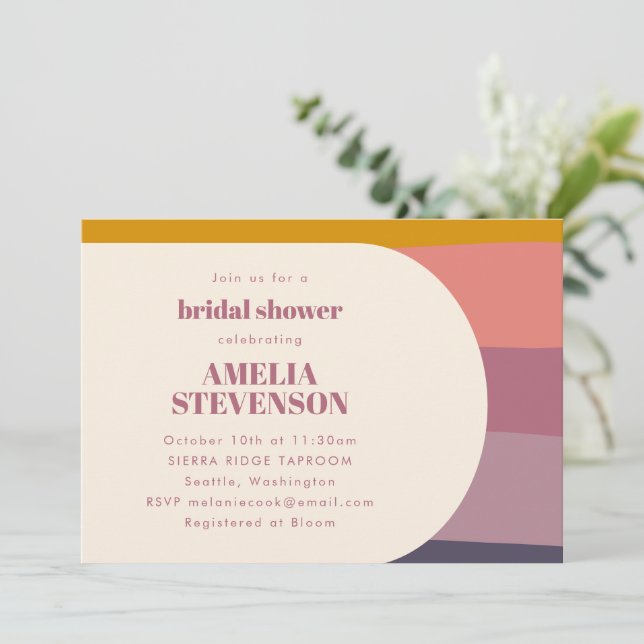 Colorful Purple Geometric Modern Bridal Shower Invitation (Standing Front)