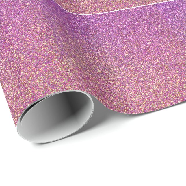 Colorful Purple Glam Faux Glitter Wrapping Paper (Roll Corner)