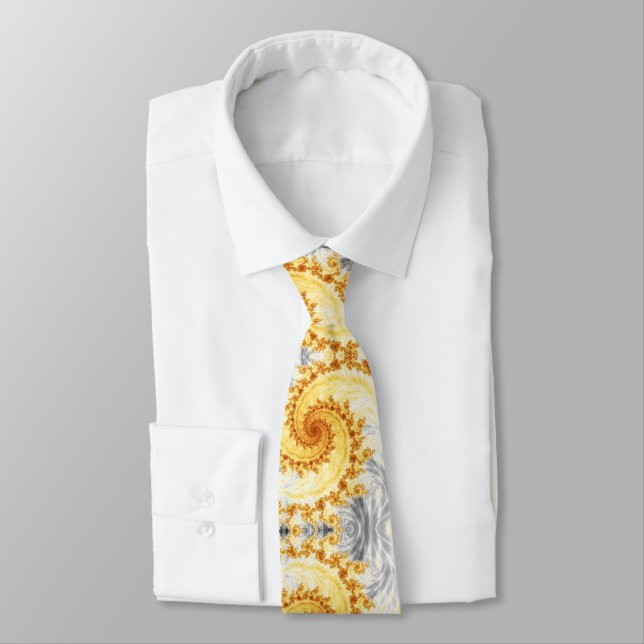 colorful purple green artistic spiral fractal art neck tie (Tied)