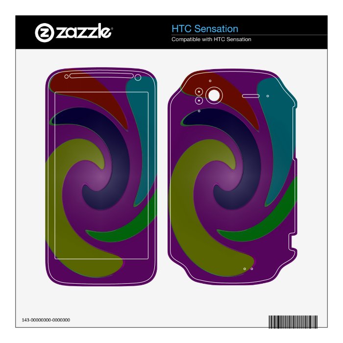 Colorful purple green blue swirl abstract HTC sensation decal