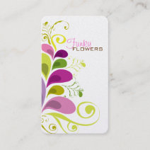 Colorful Purple Green Floral Deco Leaves Nature Business Card