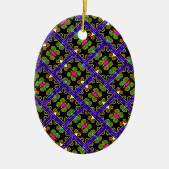 Colorful Purple & Green Mexican Style Ceramic Ornament