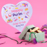 Colorful Purple Kids Hebrew Happy Purim Heart Sticker