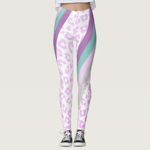 Colorful Purple Leopard Animal Print Leggings
