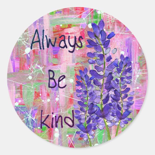 Colorful Purple Lupine Flowers with Words Stickers (Front)