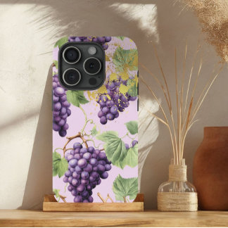 Colorful Purple, Mauve Grapevine Gold Accent iPhone 15 Case