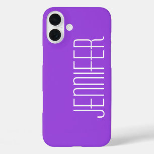 Colorful Purple, Minimalist with Jumbo Name iPhone 16 Plus Case