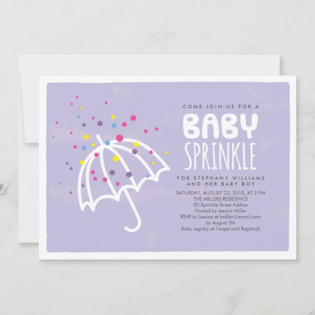 Colorful Purple Neutral Baby Sprinkle Invitation (Front)