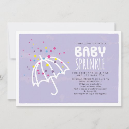Colorful Purple Neutral Baby Sprinkle Invitation Announcements