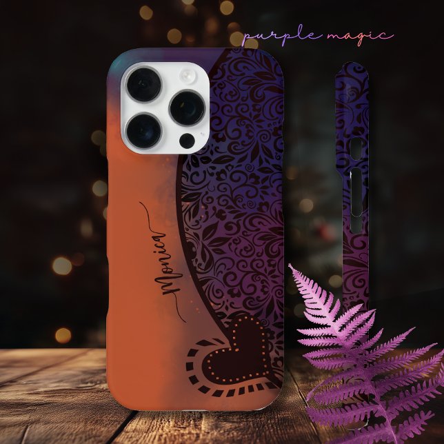 Colorful Purple Orange Modern Floral Pattern Iphone Case (Colorful Purple Orange Modern Floral Pattern iPhone Case)