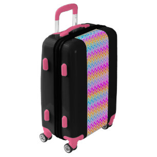 Colorful Purple Pink Blue Yellow Rainbow Chevron Luggage