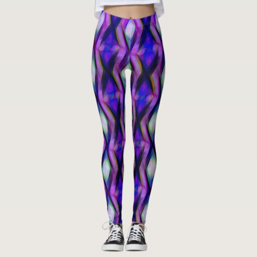 Colorful Purple Pink Green Artsy Watercolor Leggings