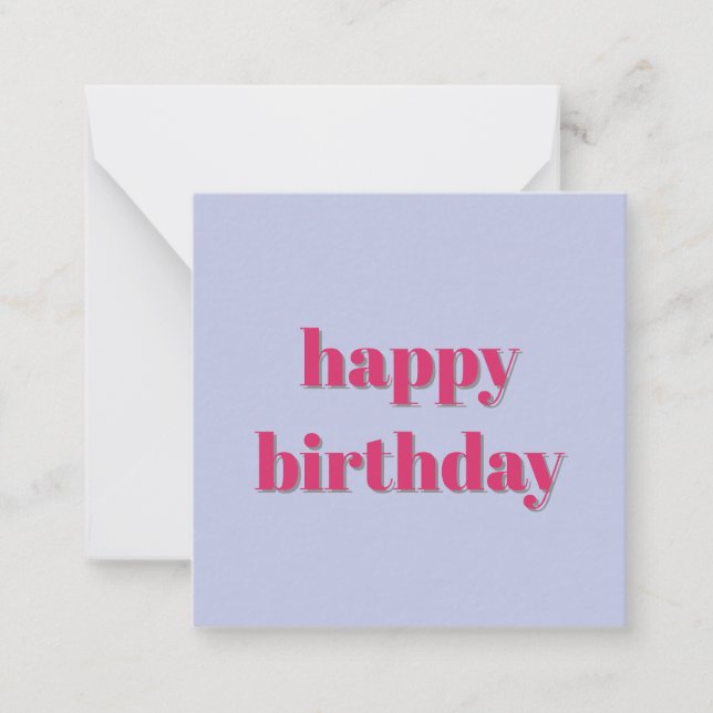 Colorful Purple & Pink Modern Birthday Note Card (Front)