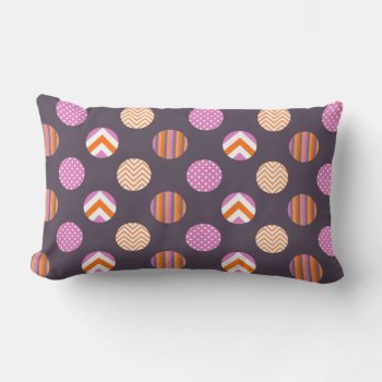 Colorful Purple  Pink & Orange Polka Dot Pattern Lumbar Pillow by VintageDesignsShop at Zazzle