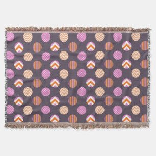 Colorful Purple, Pink & Orange Polka Dot Pattern Throw Blanket