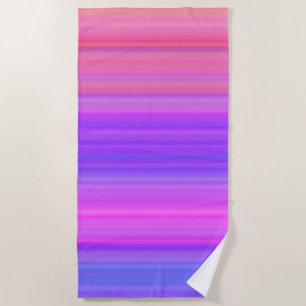 Colorful Purple Pink Stripes Beach Towel