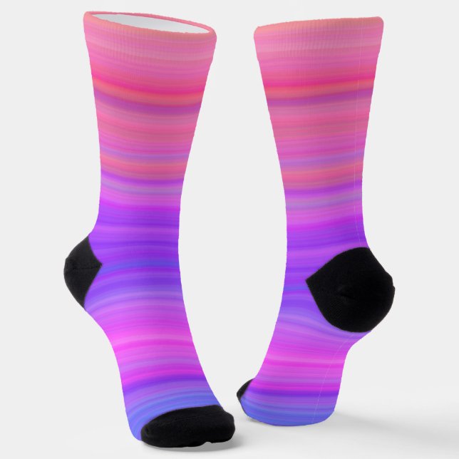 Colorful Purple Pink Stripes Pattern Socks (Angled)