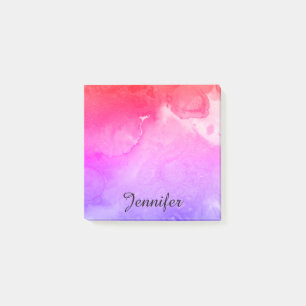 Colorful Purple Pink Watercolor Personalized Post-it Notes