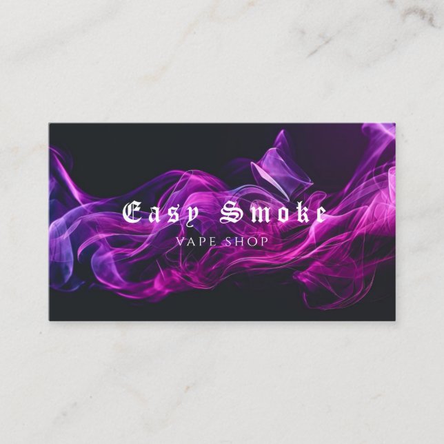 Colorful Purple Smoke Vape Shop Business Card (Front)