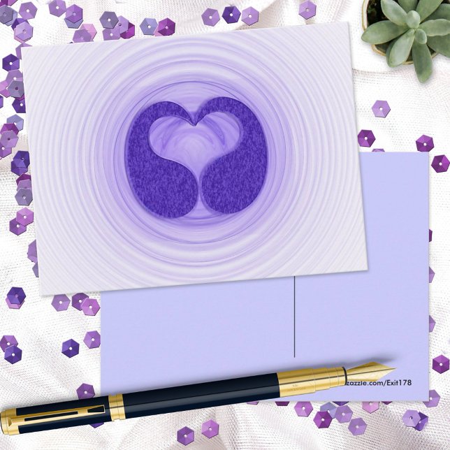 Colorful Purple Spirals Heart Artwork Hello Postcard (Creator Uploaded)