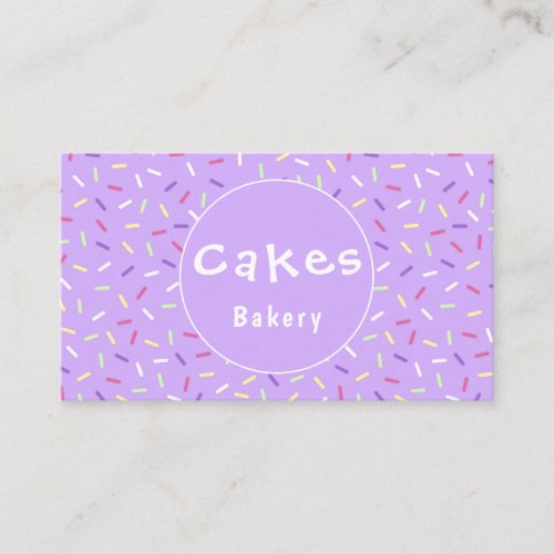 Colorful Purple Sprinkles Bakery Business Card