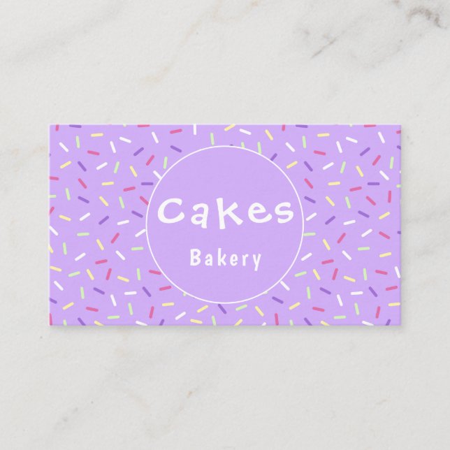 Colorful Purple Sprinkles Bakery Business Card (Front)