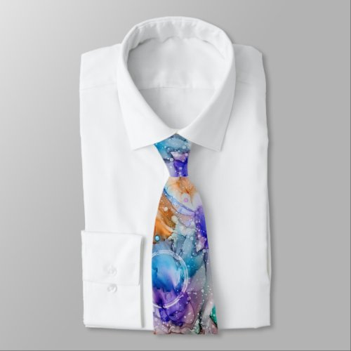 Colorful purple teal blue orange abstract Art  Neck Tie