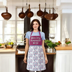 Colorful Purple & Teal Tree Heart Pattern Apron