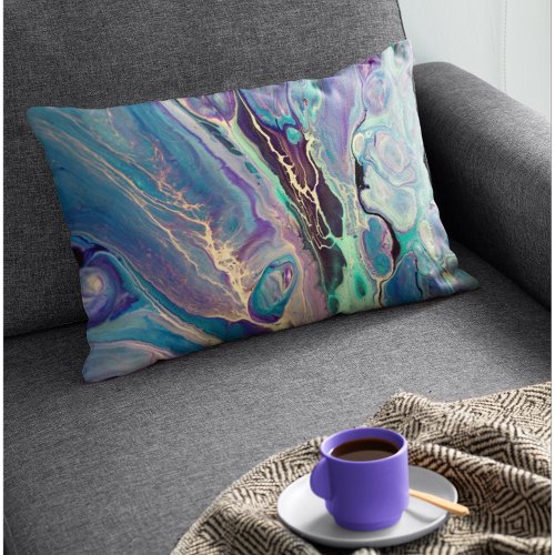 Colorful Purple Ultra Violet Bright Fluid Abstract Lumbar Pillow