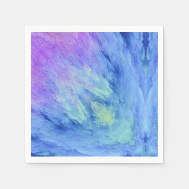 Colorful purple violet blue green abstract art napkins (Front)