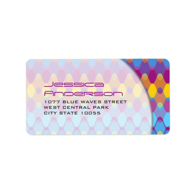 Colorful Purple Zig Zag Pattern Mod Waves Address Label (Front)